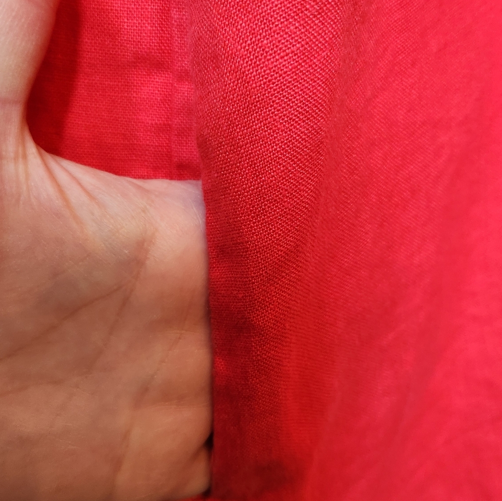 NEW Chicos Linen Roll Tab Sleeve Midi Dress in Watermelon Punch Size 1.5 US 10 - Picture 5 of 10